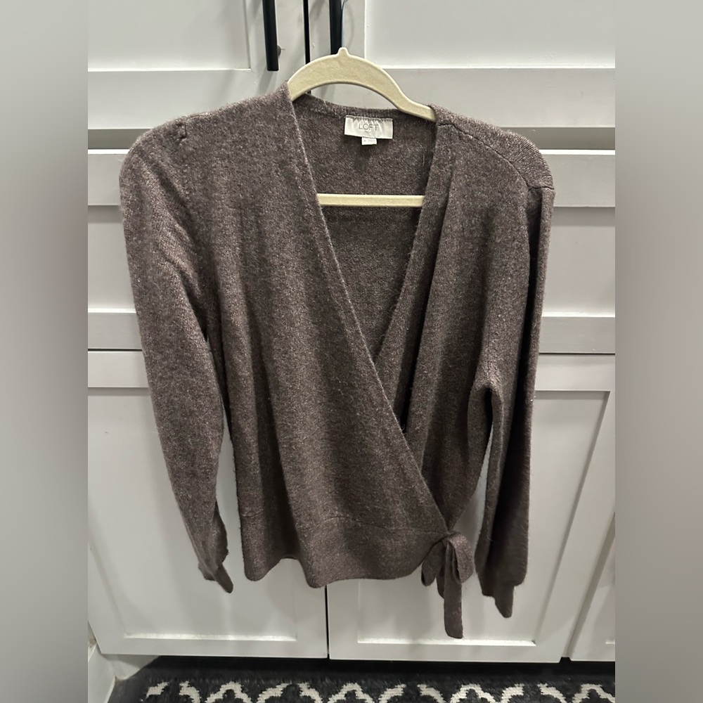 Loft. Taupe Wrap Cardigan